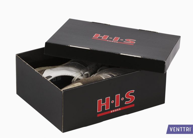 Corrugated cardboard shoebox