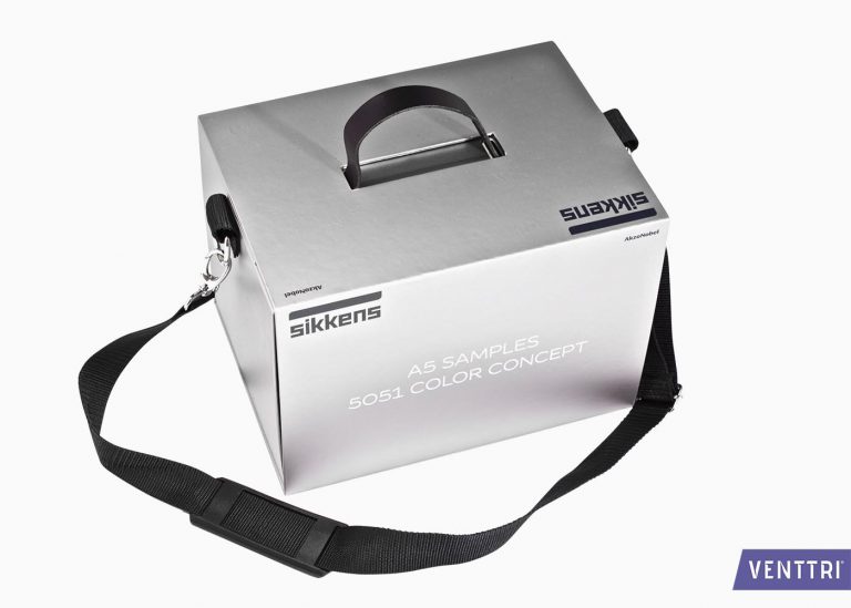 Sample case with carry strap