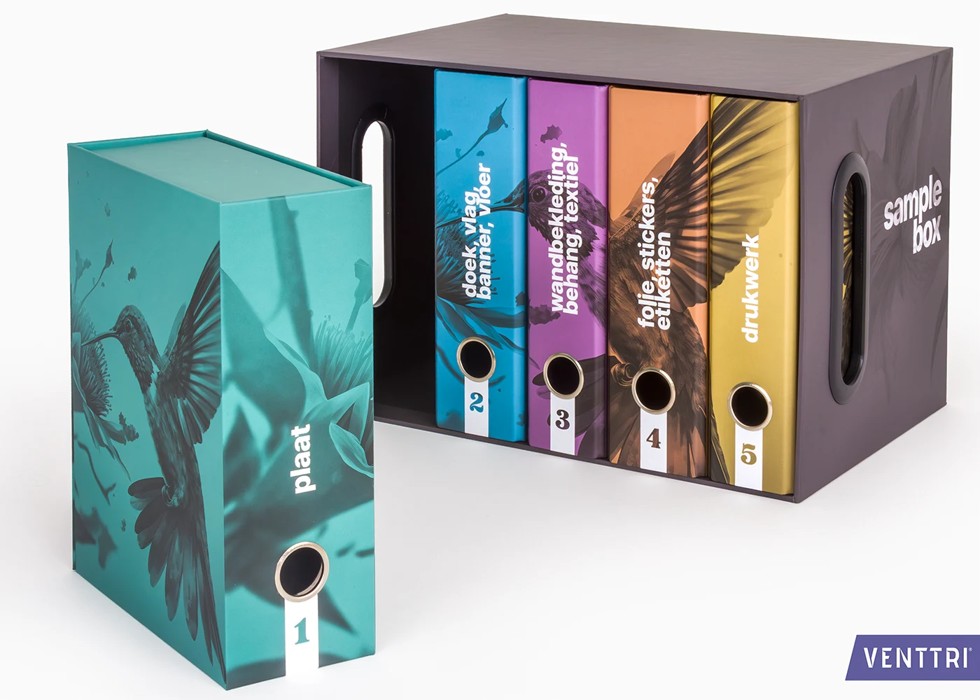 Luxury storage box with 4 binders and 1 box