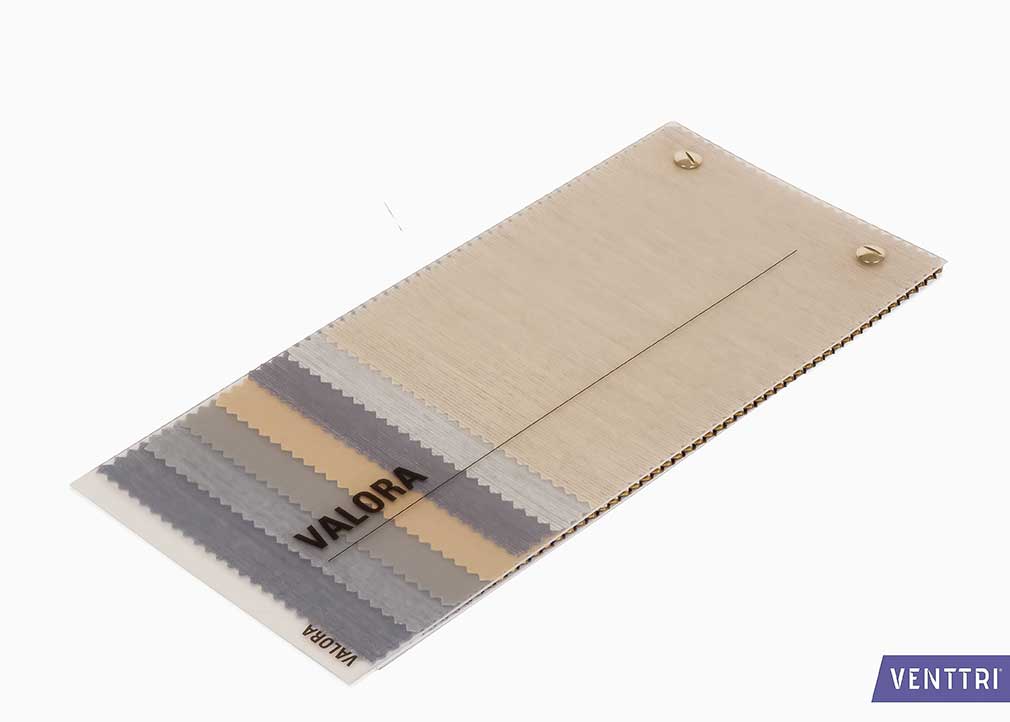 Fabric swatch card with waterfall technique