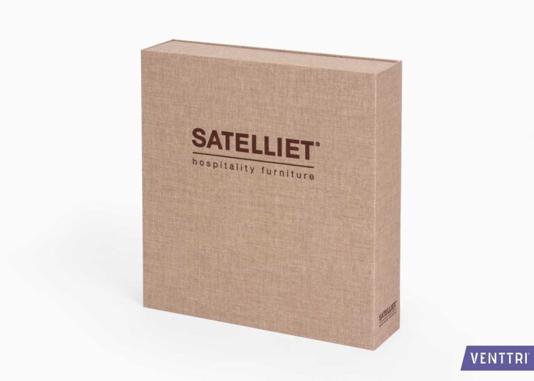 Sample box / hinged box with ring binder