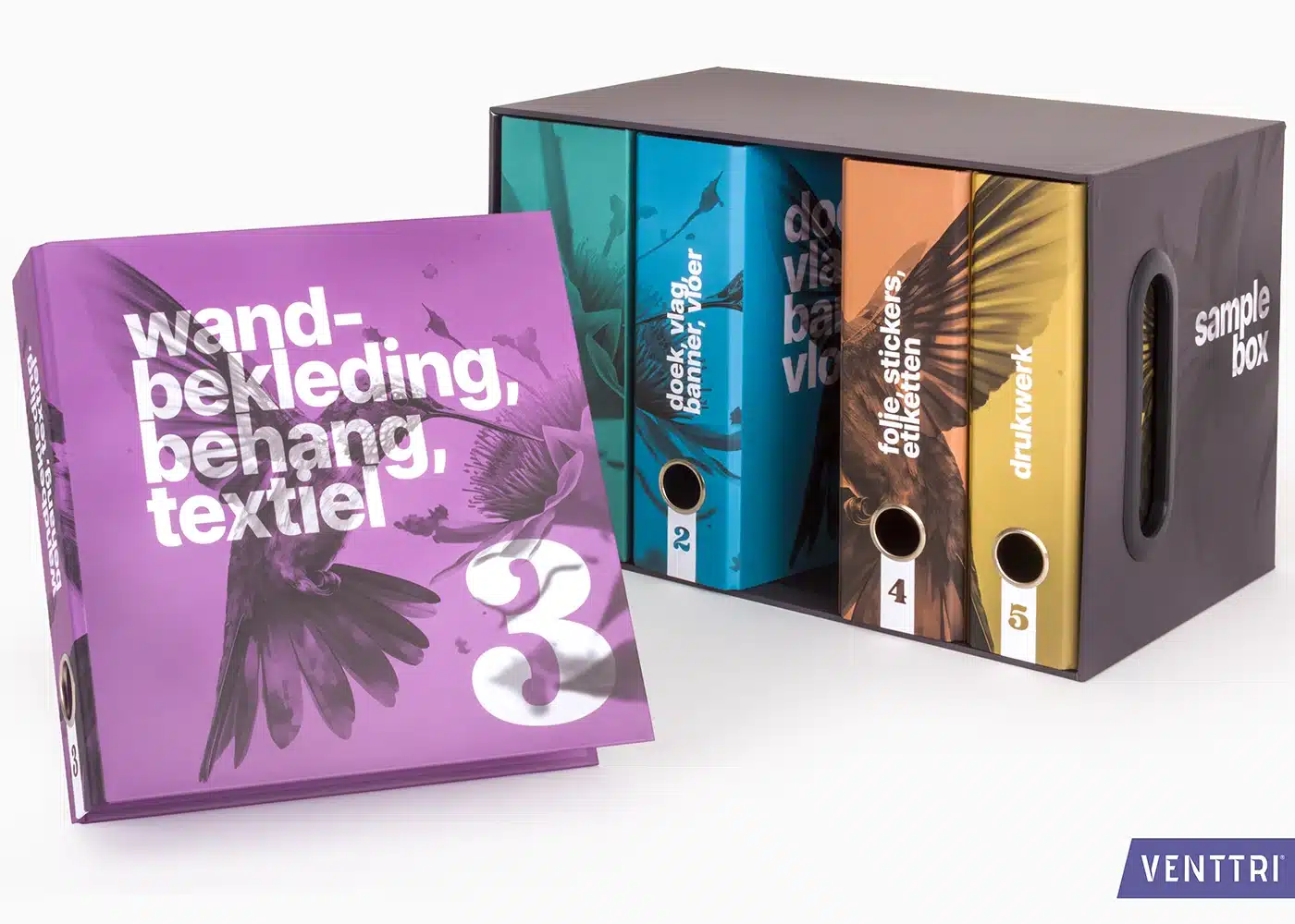 Custom luxury storage box with 4 binders and 1 box