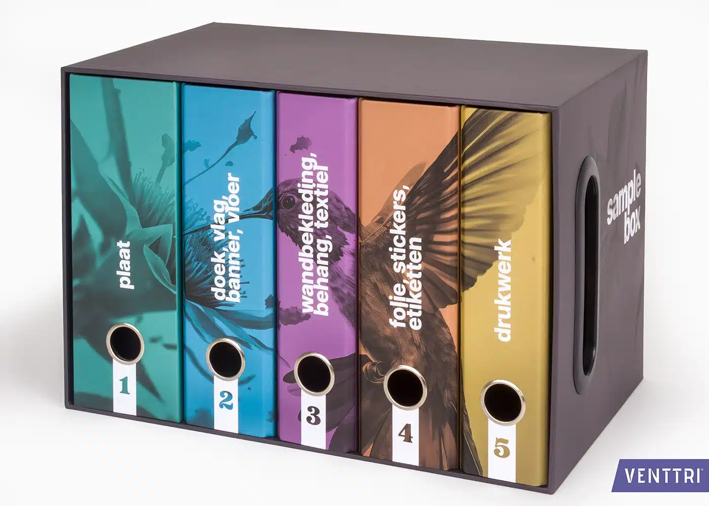 Custom luxury storage box with 4 binders and 1 box