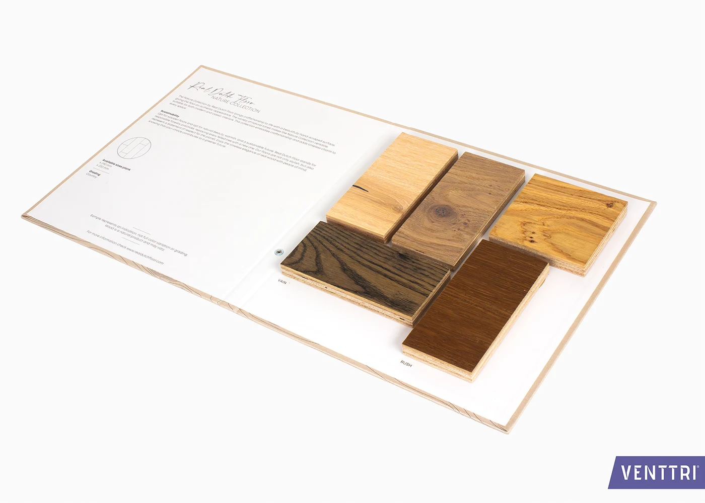 Open folder with wooden samples